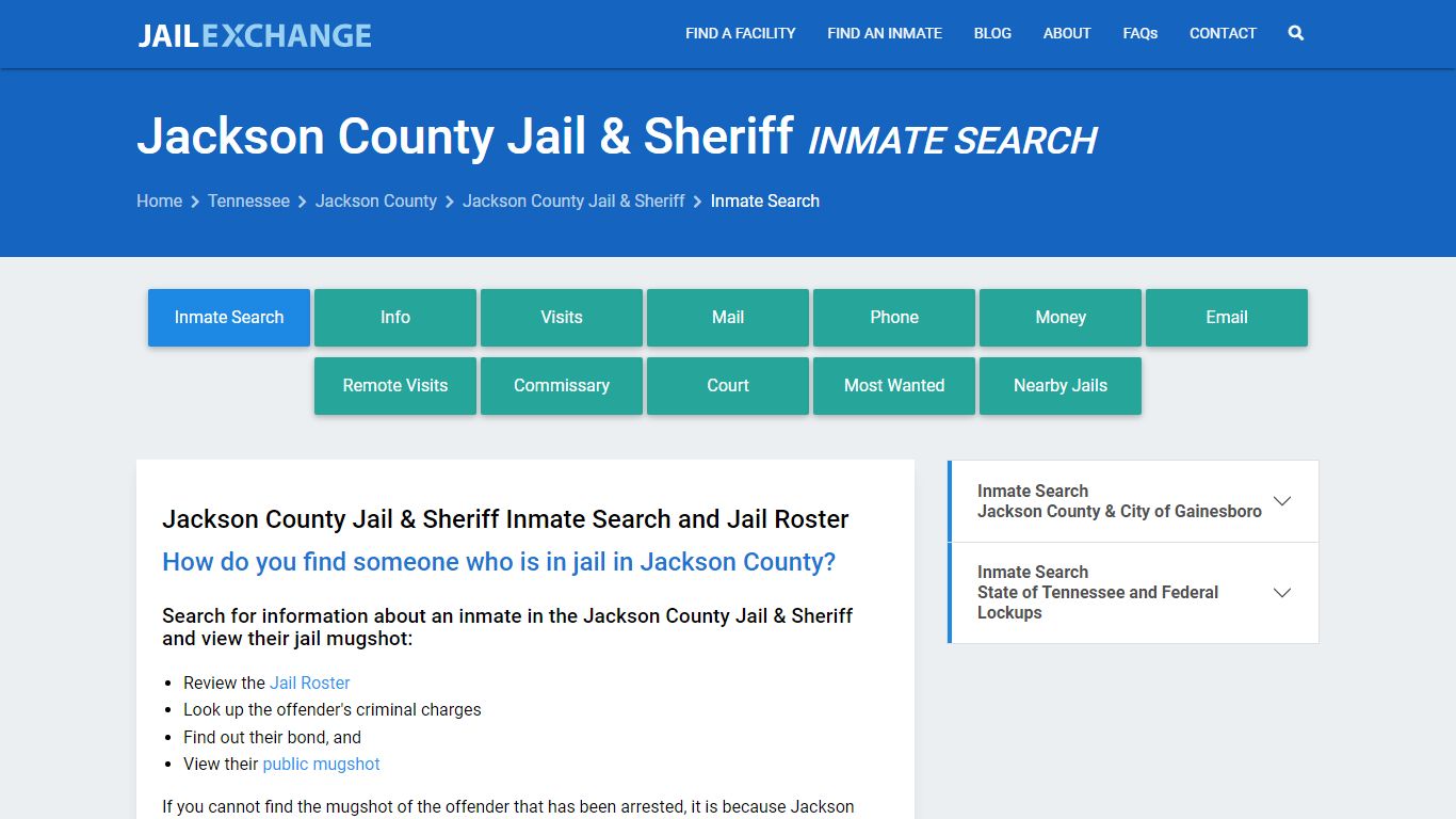 Jackson County Jail & Sheriff Inmate Search - Jail Exchange